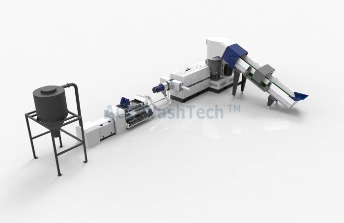 AWTech 120 Film And Bag Plastic Recycling Granulator System