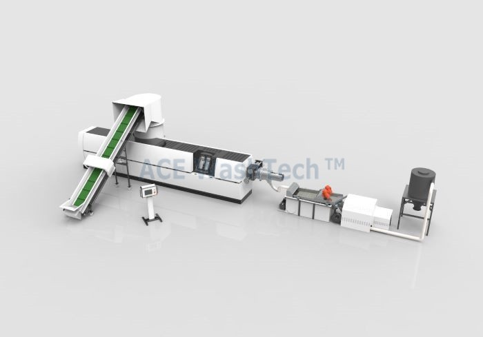 Two stage PP PE film Compacting pelletizing line
