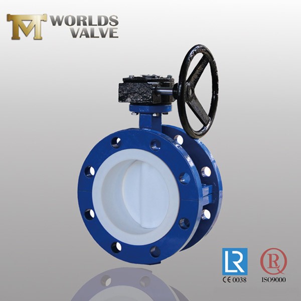 Full PTFE Lining Double Flanged Type Butterfly Valve