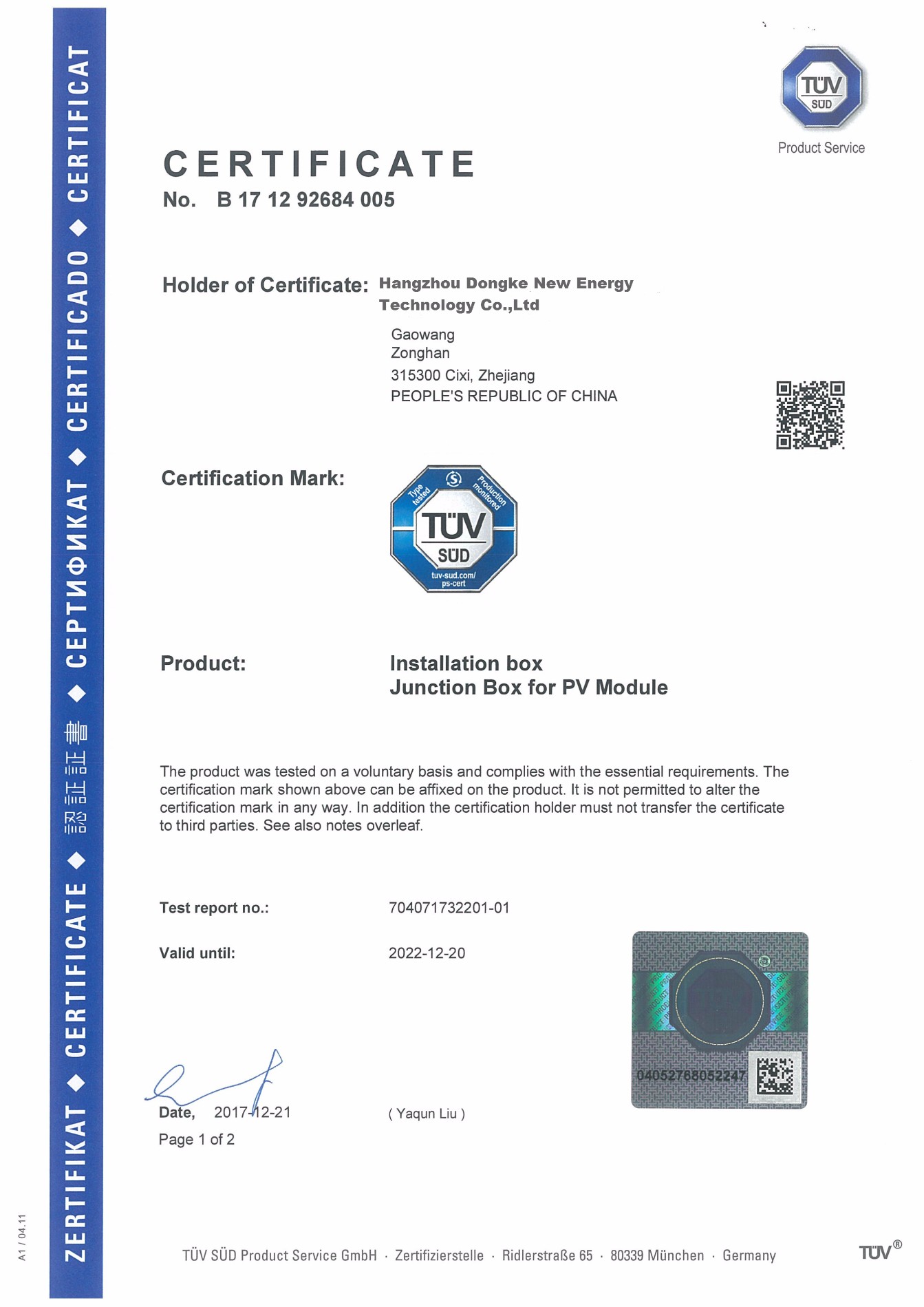 TÜV sertifikası