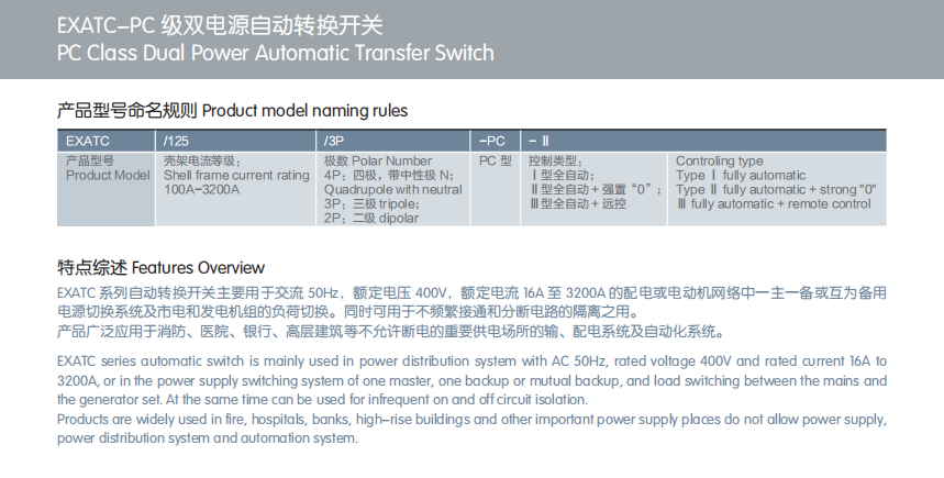 PC Class Dual Power Automatic Transfer Switch