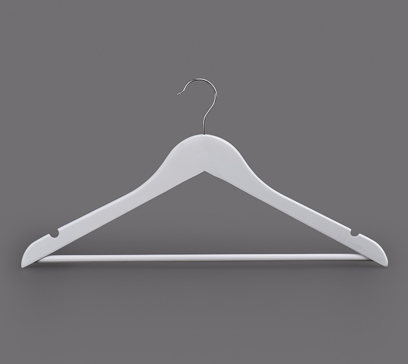 White Wooden Top Coat Hanger For Garment