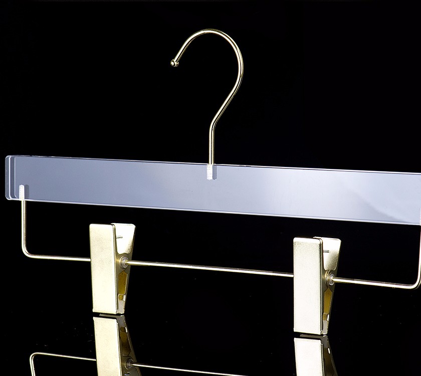 Transparent Acrylic Pant Hanger With Gold Clips