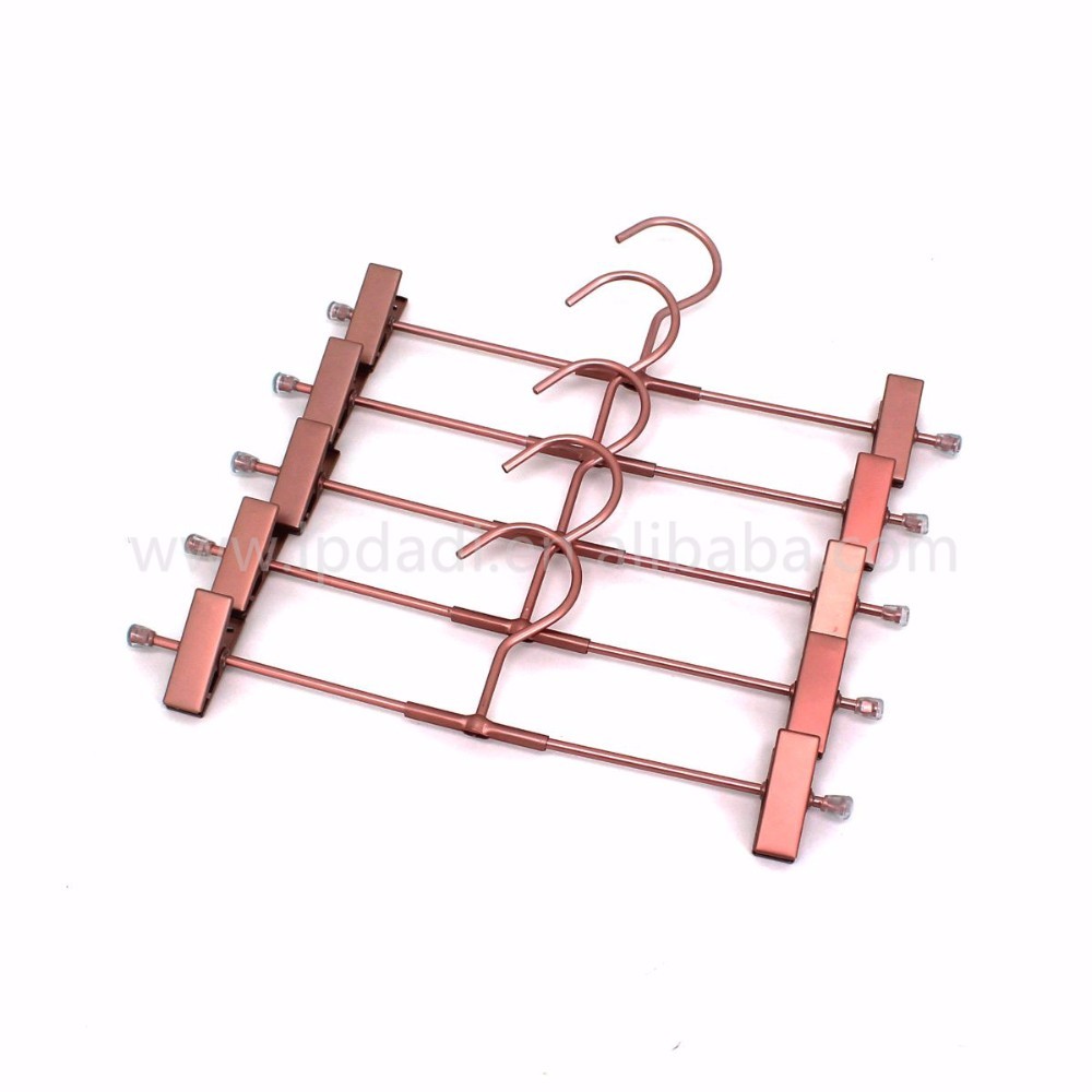 Luxury Rose Gold Metal Pant Hanger With Clips