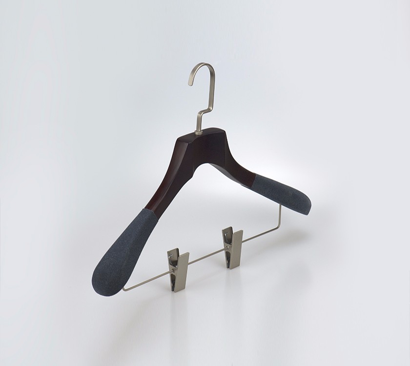 Wooden Non Slip Shape Velvet Shoulder For Hangers
