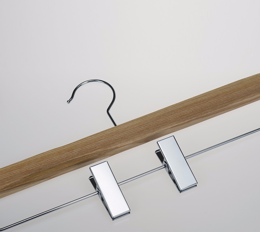 Wooden Trouser Clamp Hanger With Clips