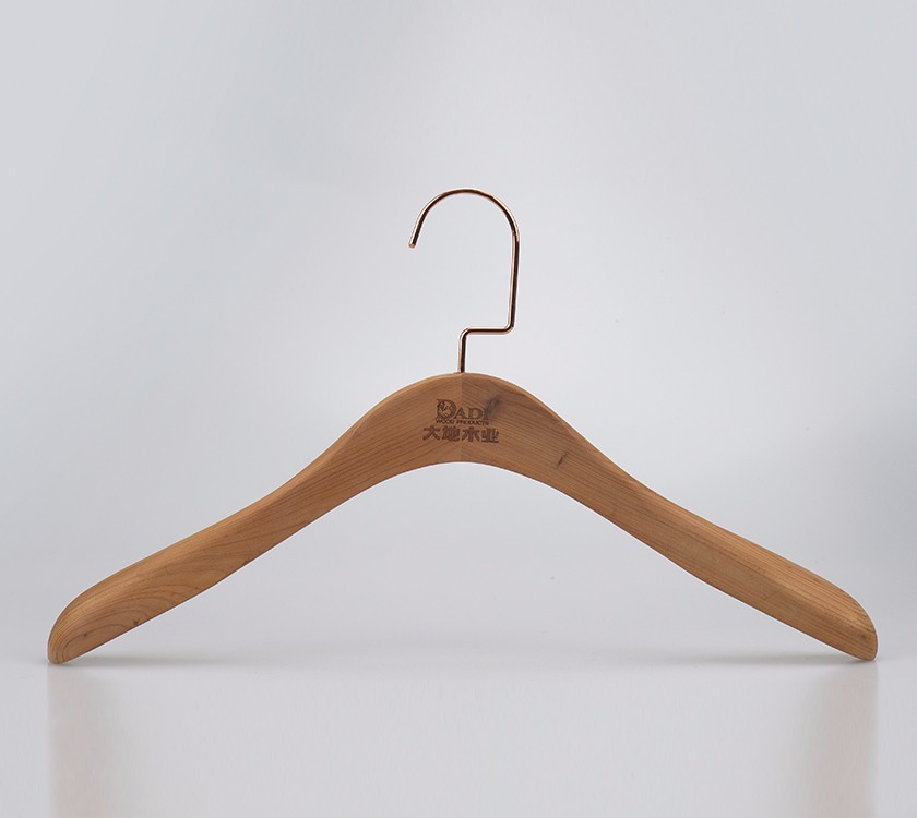 Extra Large Wood Coat Hanger With Rose Gold Hooks