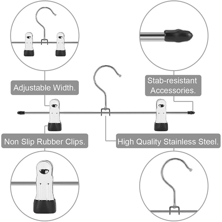Wholesale Heavy Duty Metal Pants Hanger With Clips