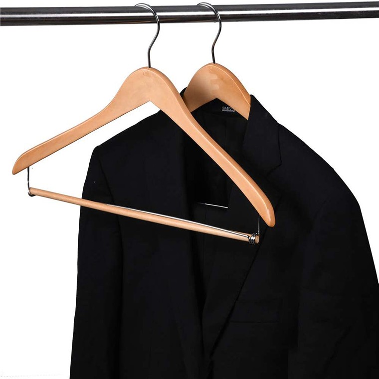 Supply Sturdy Wood Shirt Hangers with Locking Bar