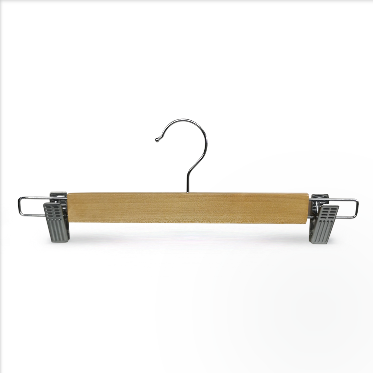 In Stock Cheap Showroom Wooden Pants Hanger With Clips