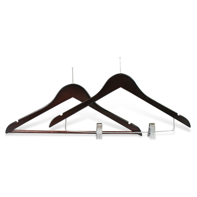 New Anti Theft Wooden Hotel Clothes Hanger With Clips
