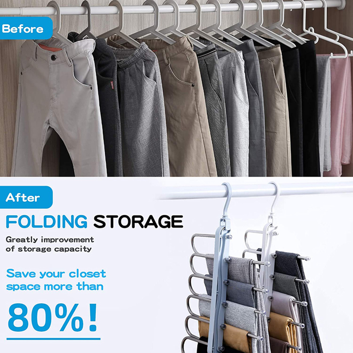 Space Saving 5 layer Multi Functional Metal Pants Hanger – dadihanger