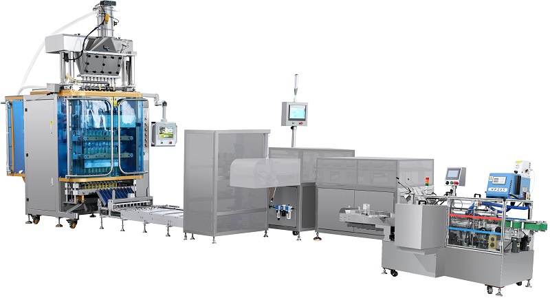 Automatic stick powder packing and cartoning packing machine production line