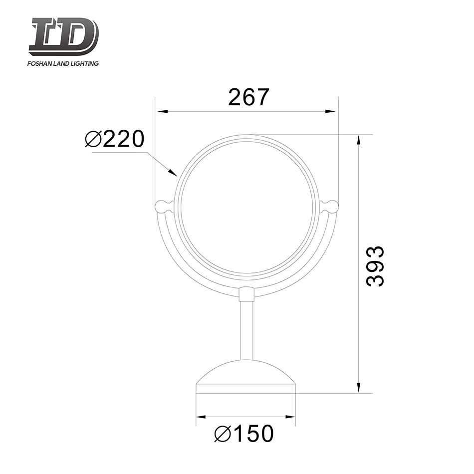 Maquillage rond léger de miroir cosmétique avec le miroir grossissant 3x IP44