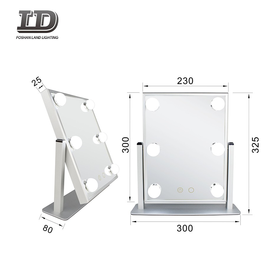 Miroir de table cosmétique avec miroir lumineux de maquillage léger IP44