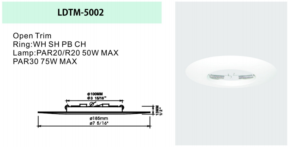 5 inch white round downlight