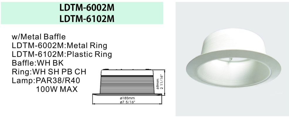 recessed down light trim