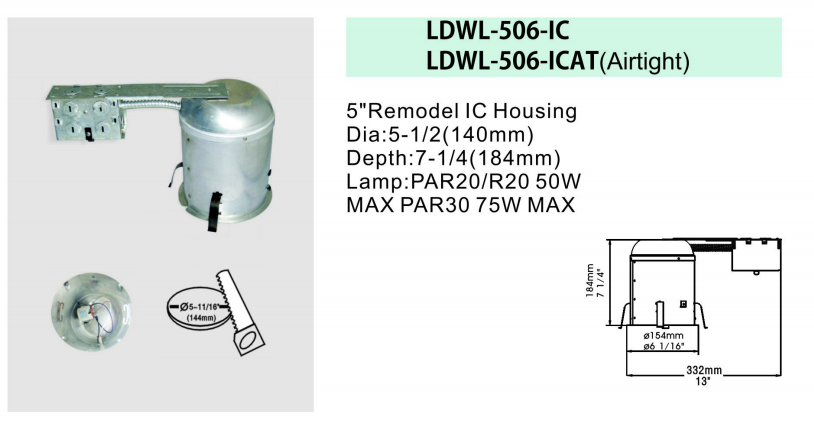 led recessed down light can