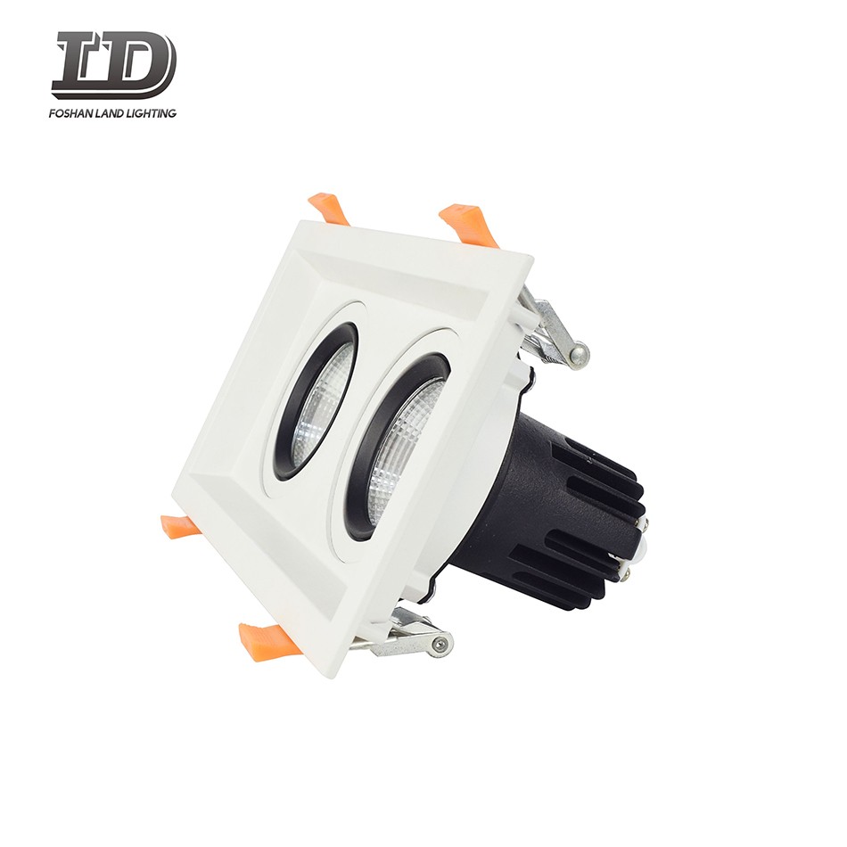 Downlight à cardan Led carré 24w, deux têtes