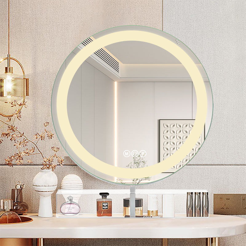 Round Lamp with Storage Box Makeup Mirror