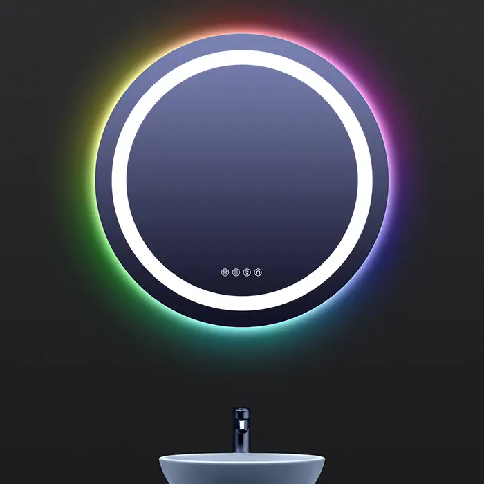 O banheiro esperto retroiluminado do tela táctil de Wifi da anti névoa conduziu o espelho do RGB