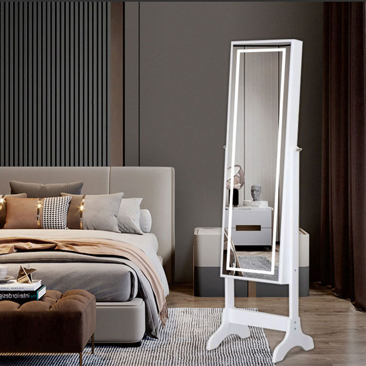 Armoire à miroir plein écran pour rangement de bijoux