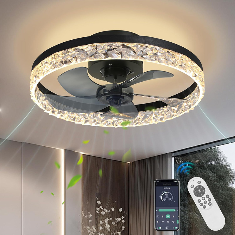 110V-120V Round Modern LED Ceiling Fan Light Ceiling Mount Lamp