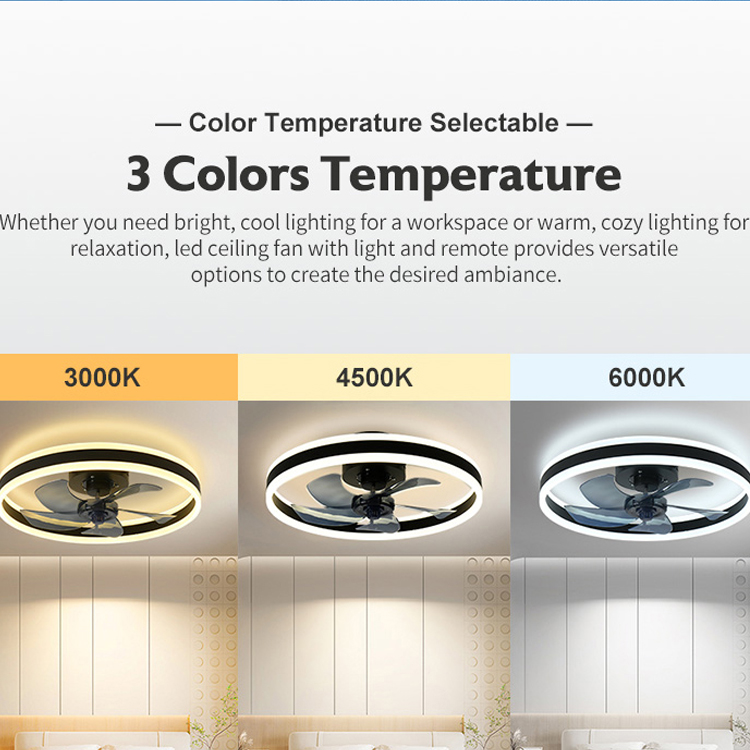 Moderne geometrische plafondventilatorlamp met transparante ABS-bladen en geïntegreerde LED