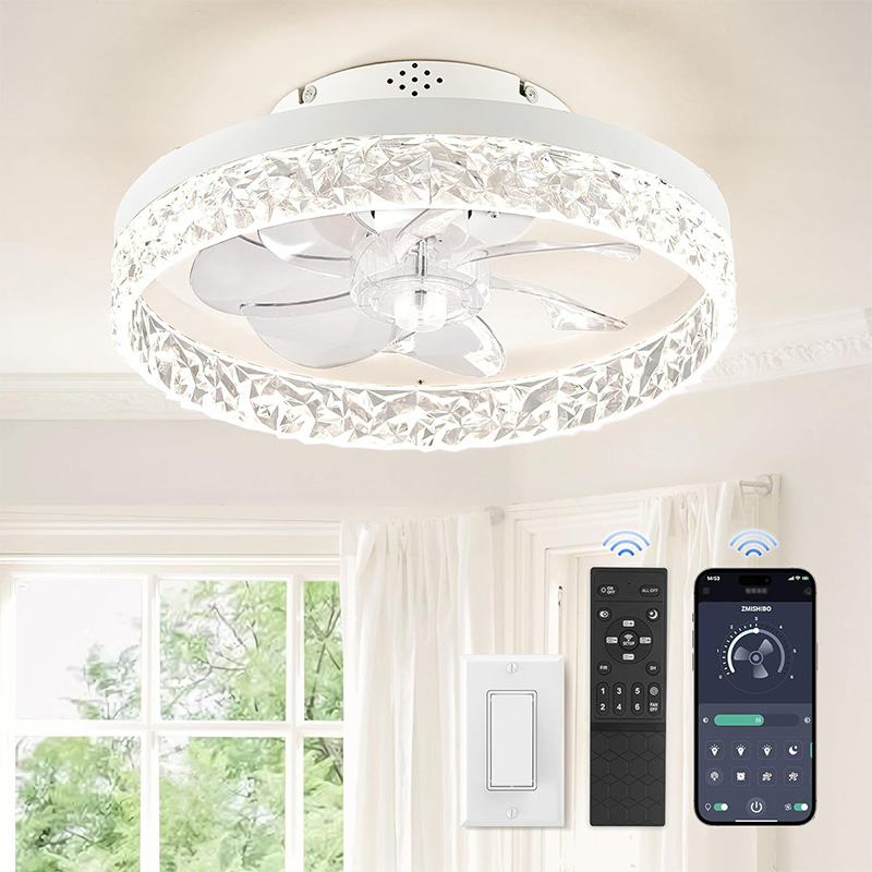 Dimmable Led Light Bling Crystal Led Ceiling Fan