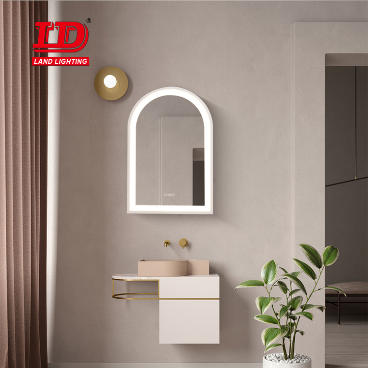 Moderne frameconstructie, grote boogwandspiegel voor badkamer en ijdelheid