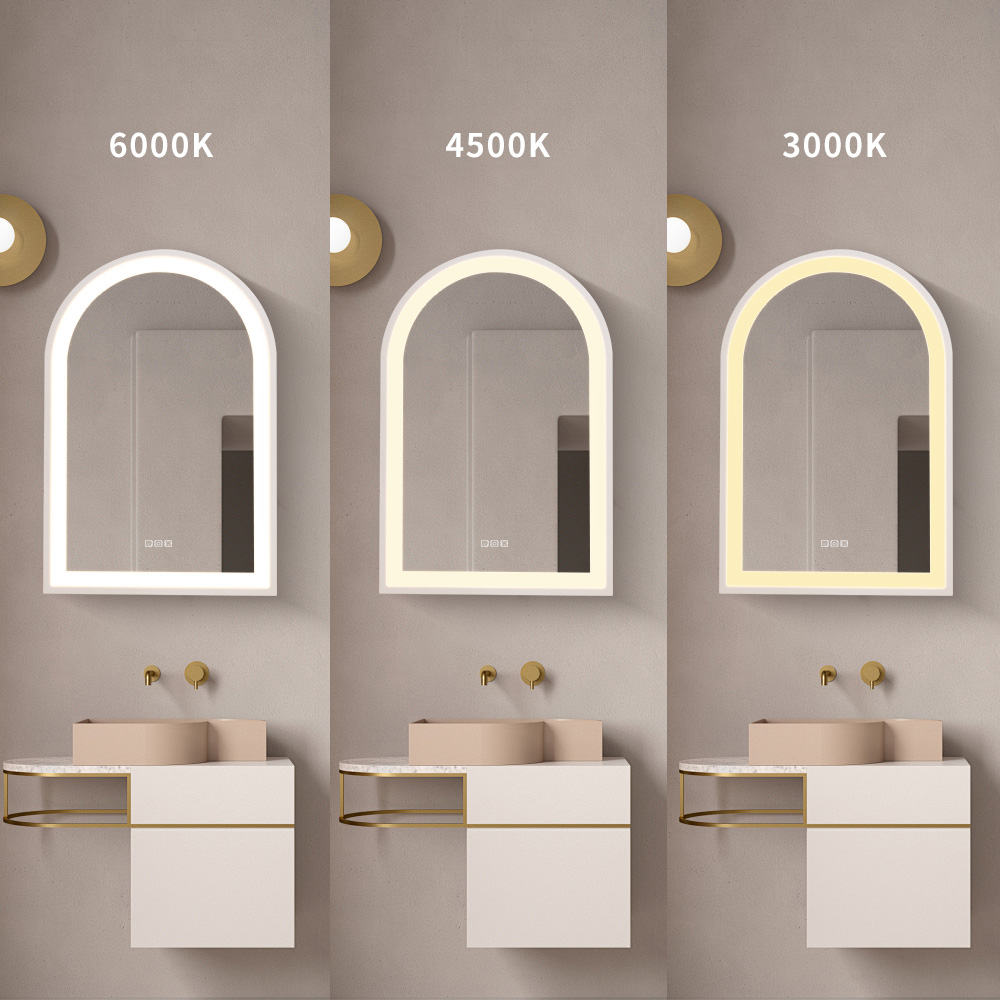 Moderne frameconstructie, grote boogwandspiegel voor badkamer en ijdelheid