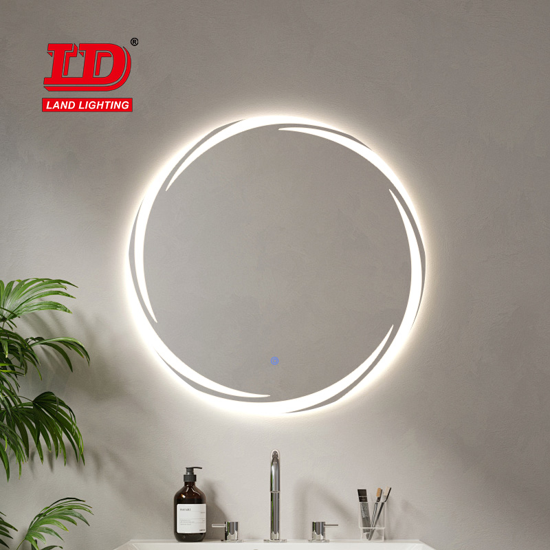 Modern Home Wall Mounted Illuminated Smart Touch LED Triple Color Light Anti-Fog Bathroom Mirror