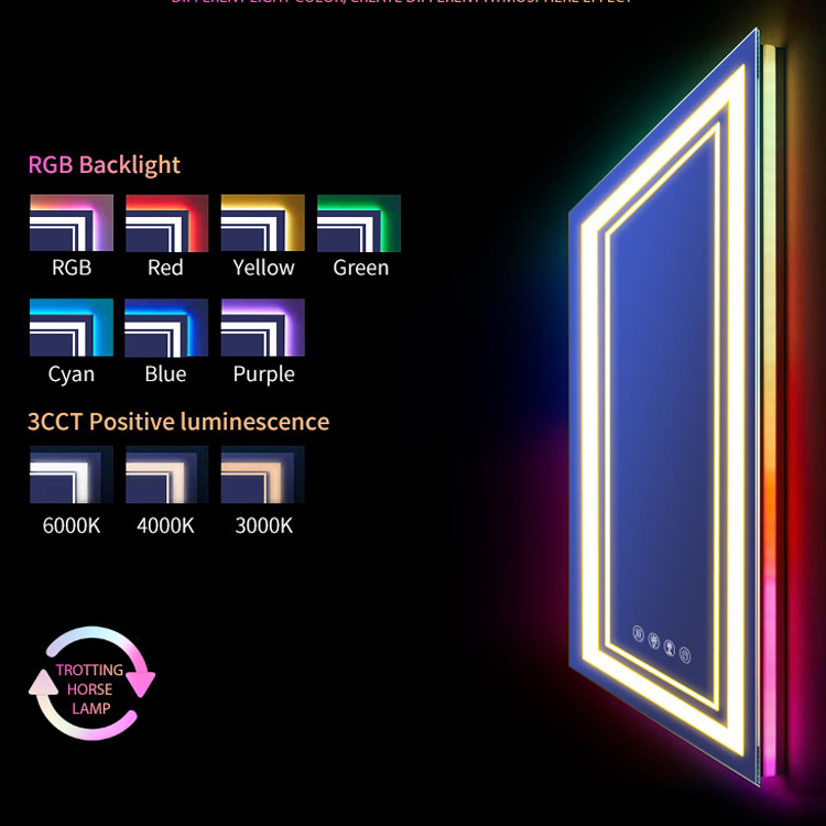 RGB Color Changing Smart Front Illuminated Led Bathroom Mirror