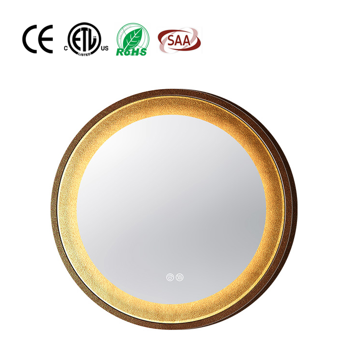 Led Anti Fog Wall Hanging Retro Frame Decor Smart Bathroom Mirror