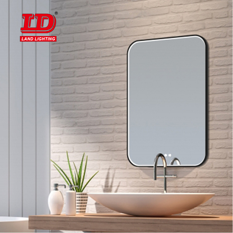 Decorative Aluminium Alloy Framed Wall Mounted Led Mirror With Touch Switch