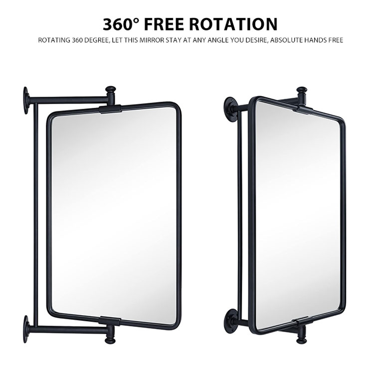 Rotatable 360 Degrees Aluminium Alloy Frame Anti-Explosion Bathroom Corner Mirror