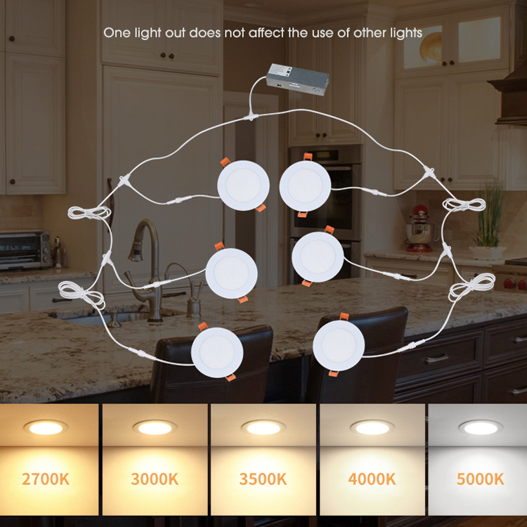 Six lumières parallèles ultra minces de pot de LED avec une boîte de jonction