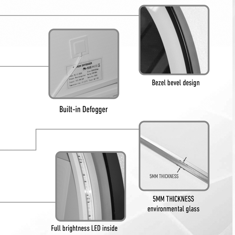 Specchio da bagno con cornice in alluminio e design smussato