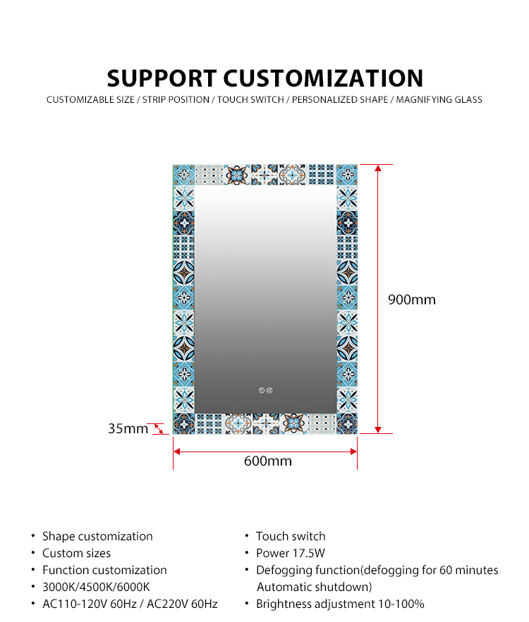 Mosaic Rectangle LED Mirror