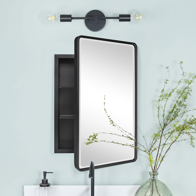 Botiquín con marco de aluminio y espejo para baño