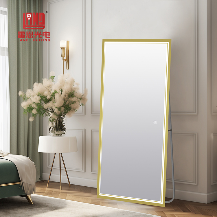 Espejo de baño compacto de pie con luz LED para maquillaje de pared