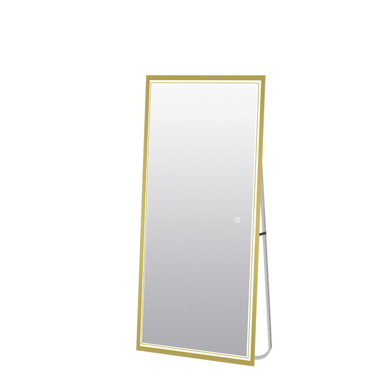 Espejo de baño compacto de pie con luz LED para maquillaje de pared