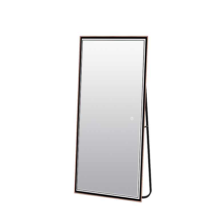 Espejo de baño compacto de pie con luz LED para maquillaje de pared