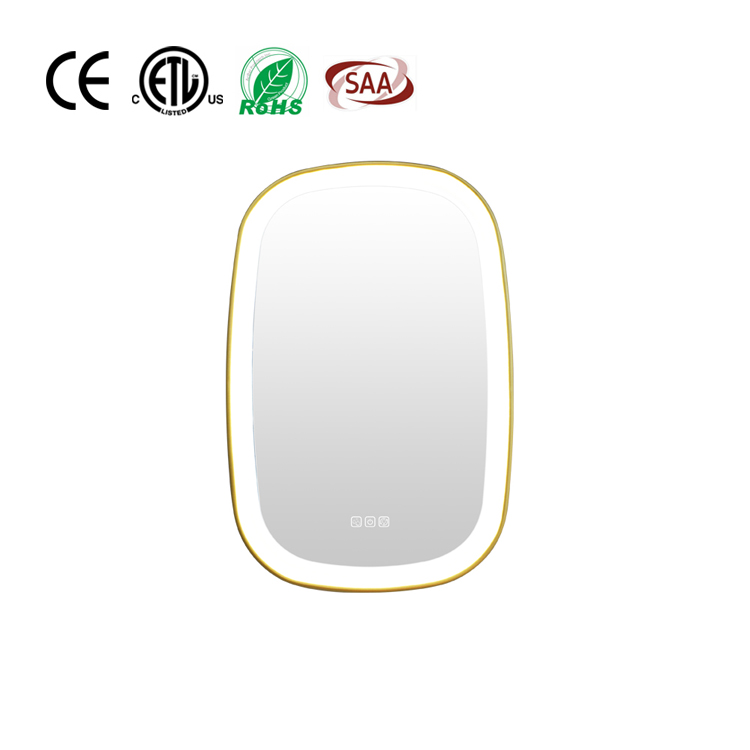 Los diseños de forma ovalada iluminan el espejo de baño LED con luces de tres colores