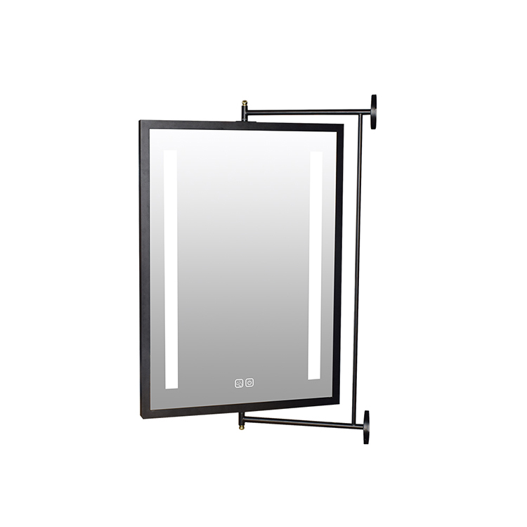 Draaibare 360 ​​graden aluminium frame muur badkamerspiegel met opbergruimte