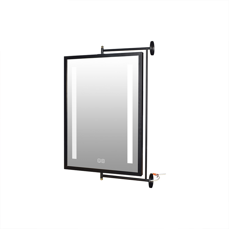 Draaibare 360 ​​graden aluminium frame muur badkamerspiegel met opbergruimte