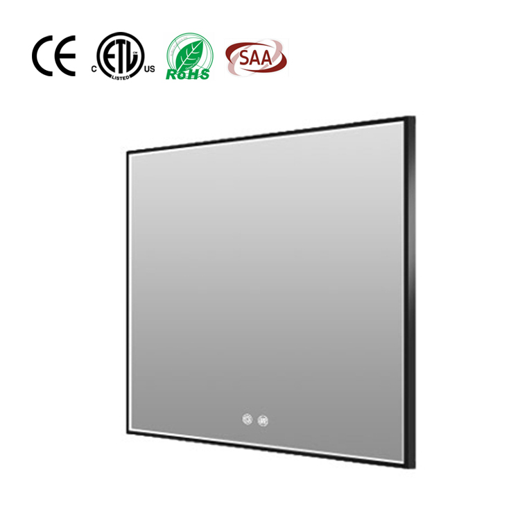 Espejo llevado montado en la pared enmarcado decorativo de la aleación de aluminio con el interruptor del tacto