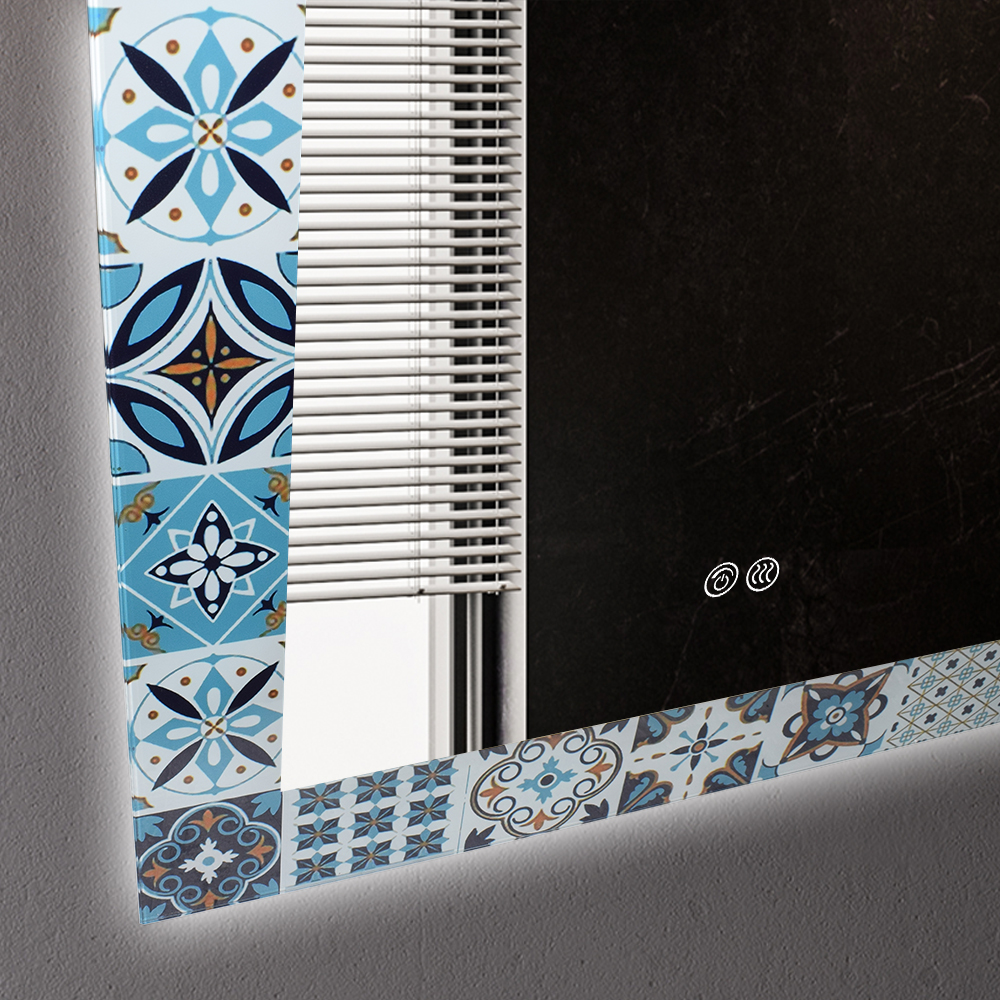 Espejo LED rectangular con mosaico mediterráneo español marroquí