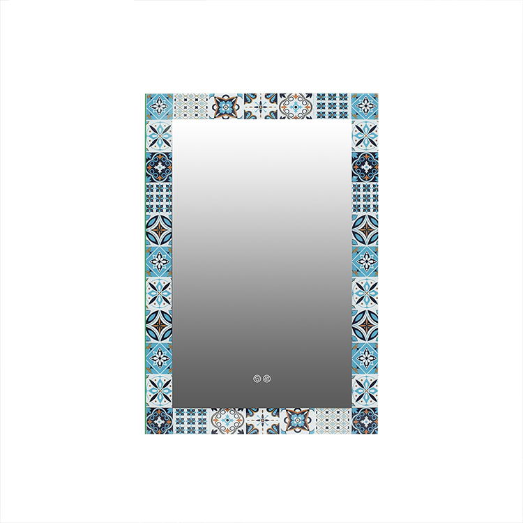Espejo LED rectangular con mosaico mediterráneo español marroquí