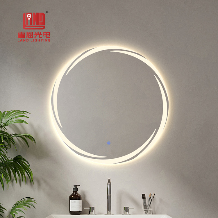 Espejo de baño moderno con luz LED de tres colores, antivaho, para montar en la pared y con toque inteligente